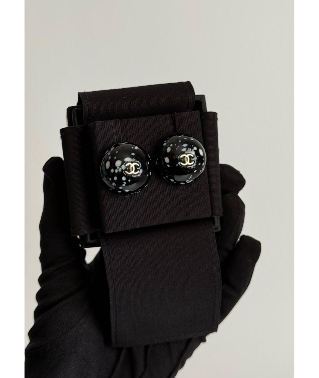CHANEL Черные стеклянные серьги, фото 5