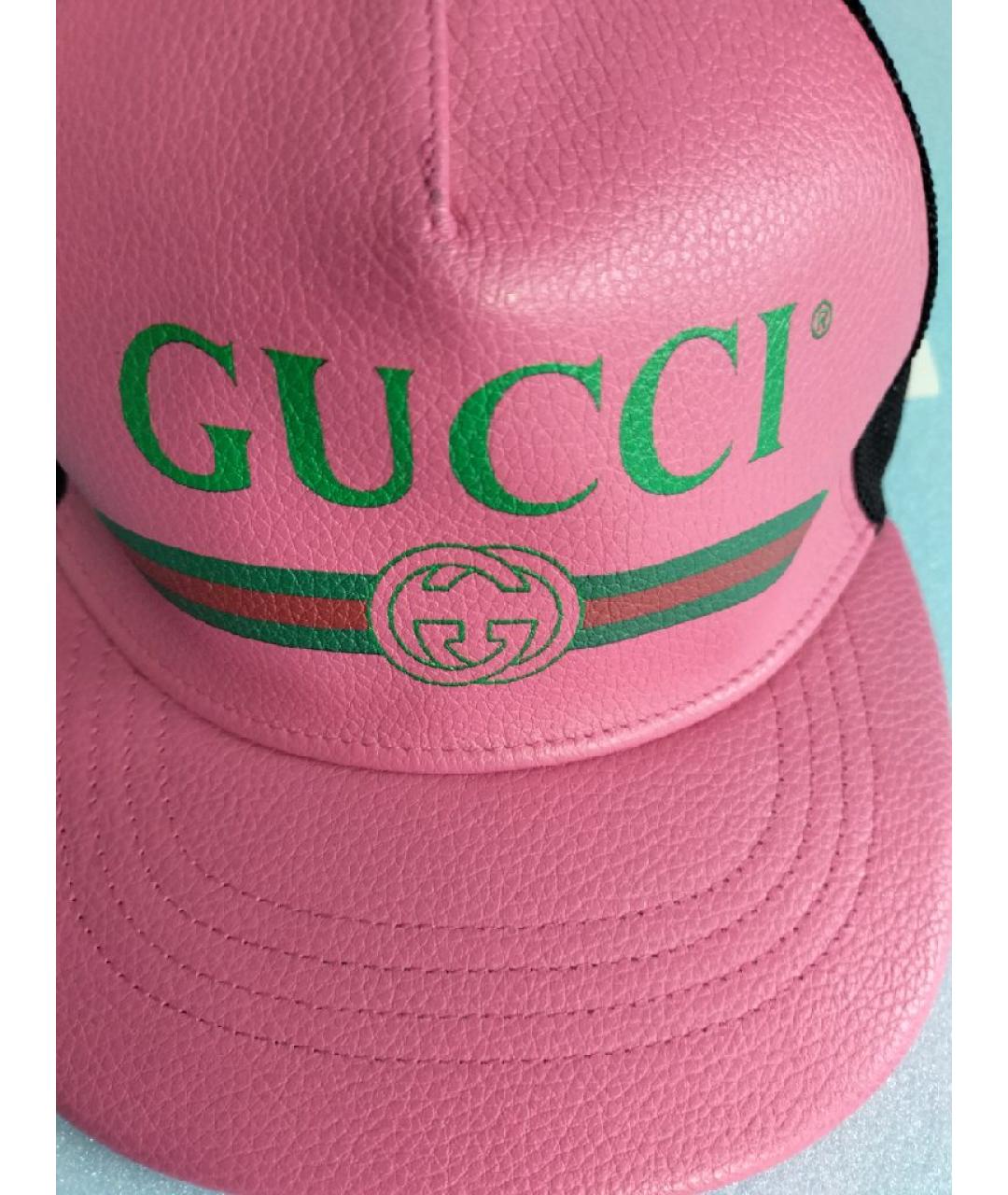 GUCCI Розовая кожаная кепка, фото 4