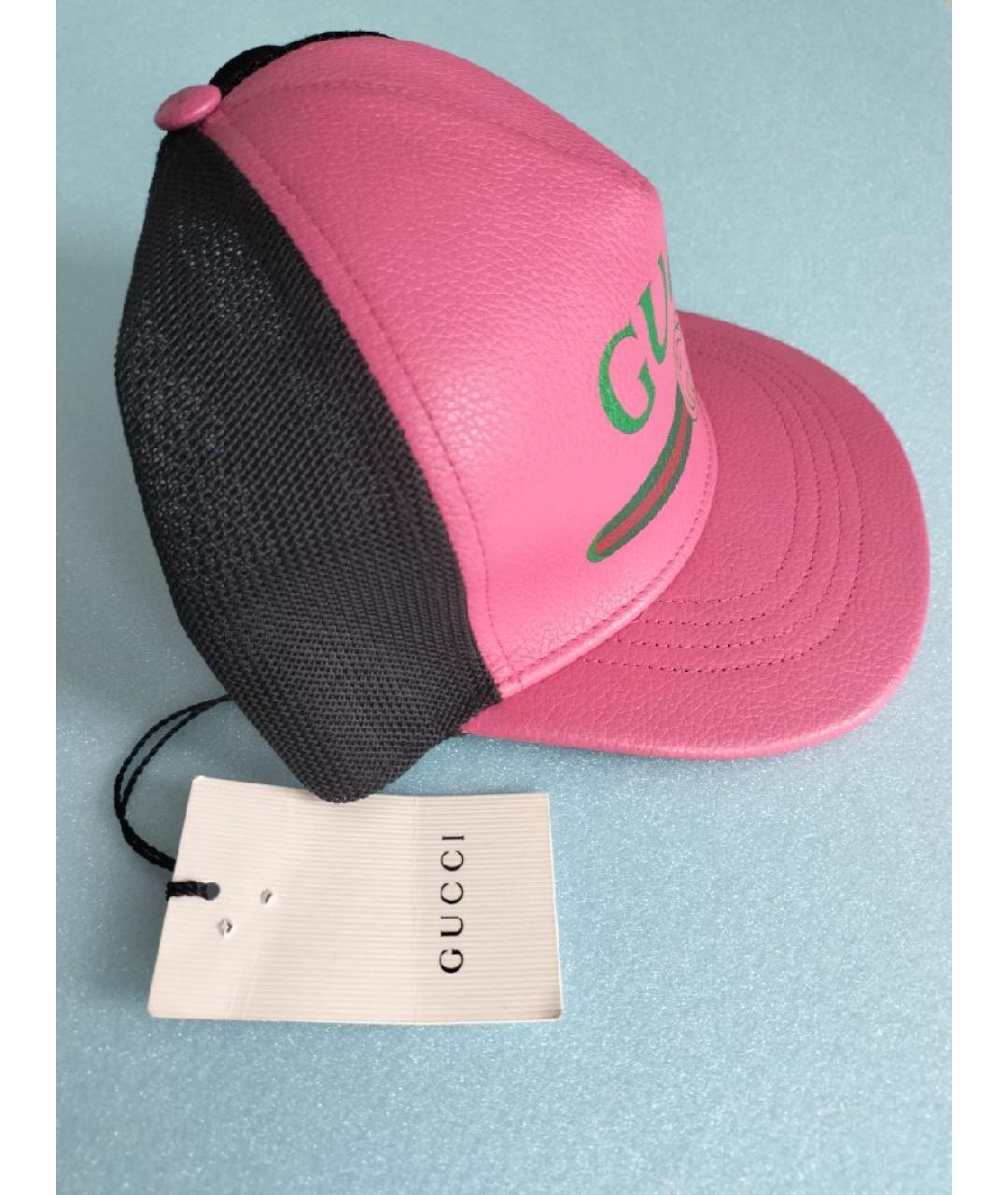 GUCCI Розовая кожаная кепка, фото 2