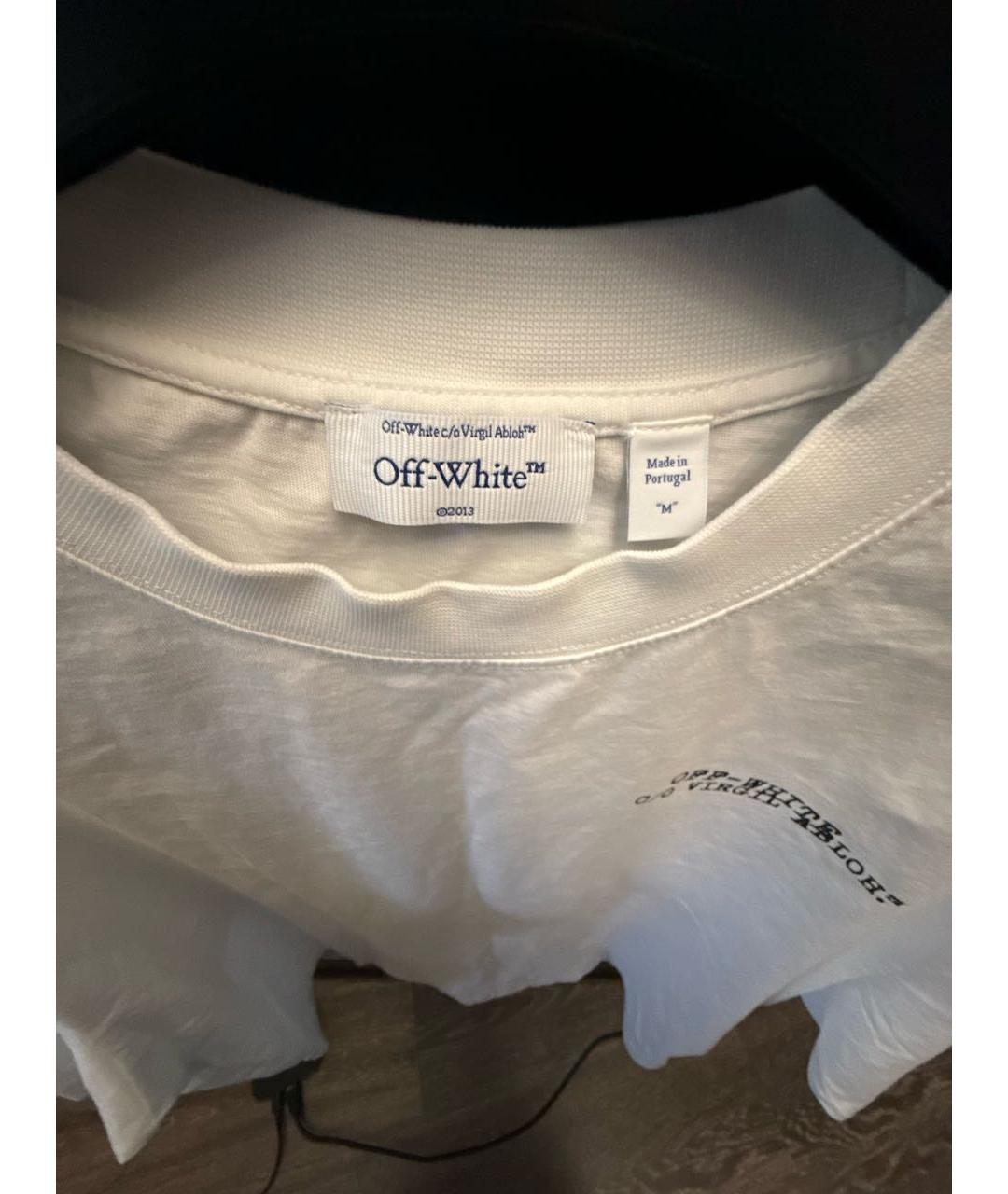 OFF-WHITE Белая хлопковая футболка, фото 3