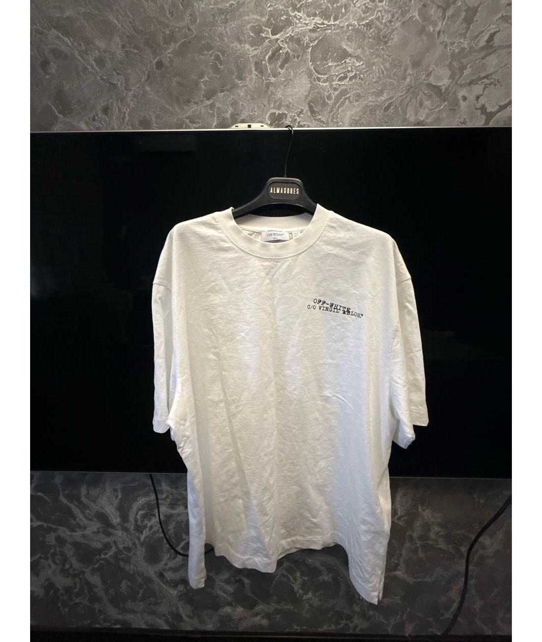 OFF-WHITE Белая хлопковая футболка, фото 6