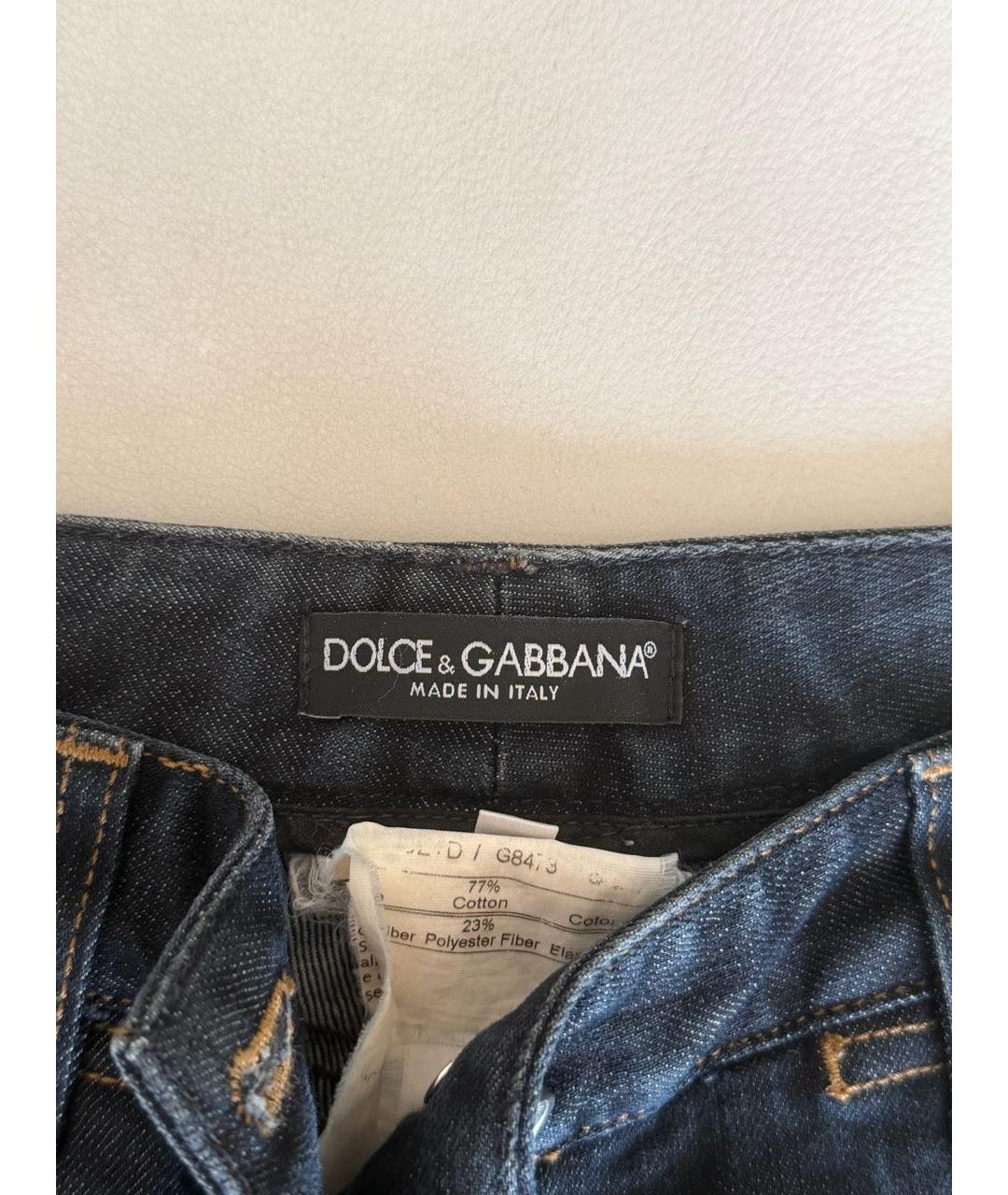 DOLCE&GABBANA Темно-синие деним капри, фото 3