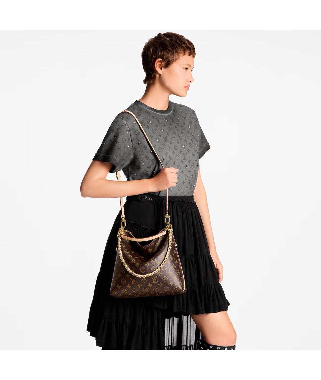 LOUIS VUITTON Коричневая кожаная сумка через плечо, фото 4