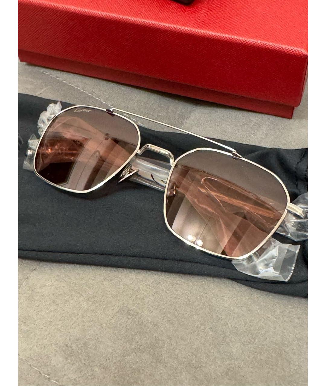 CARTIER Розовые металлические солнцезащитные очки, фото 2