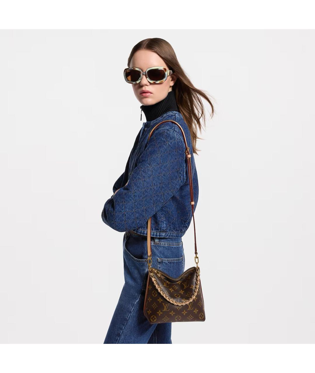 LOUIS VUITTON Коричневая кожаная сумка через плечо, фото 4