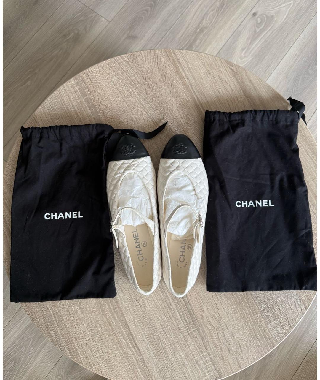 CHANEL Белые кожаные балетки, фото 6