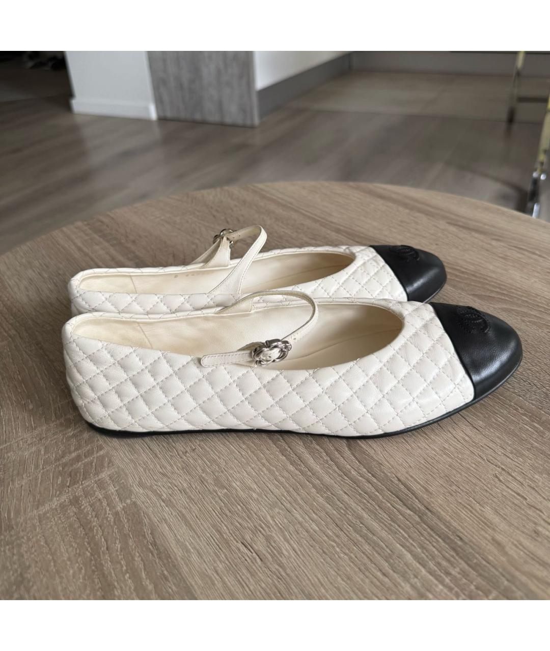 CHANEL Белые кожаные балетки, фото 7