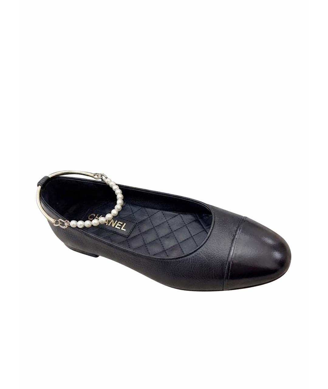 CHANEL Черные кожаные балетки, фото 1