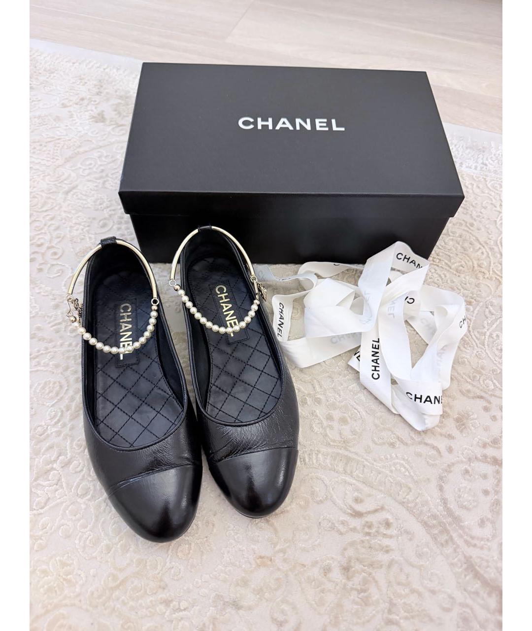 CHANEL Черные кожаные балетки, фото 5