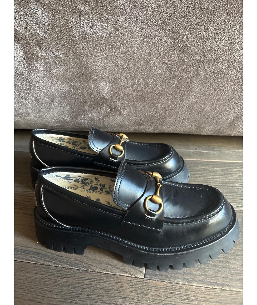 GUCCI Черные кожаные лоферы, фото 6