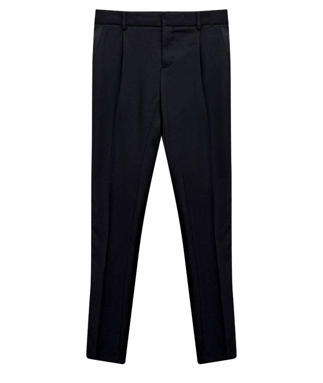 SAINT LAURENT Черные шерстяные прямые брюки, фото 1