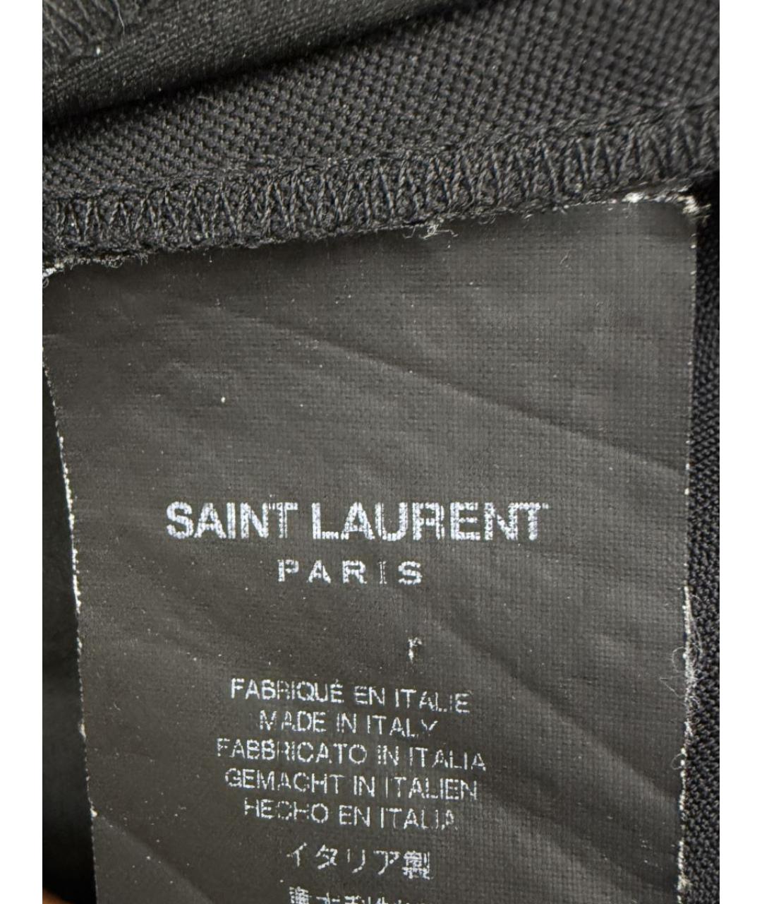 SAINT LAURENT Черные шерстяные прямые брюки, фото 4