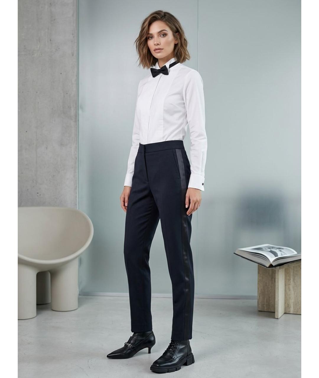 SAINT LAURENT Черные шерстяные прямые брюки, фото 7
