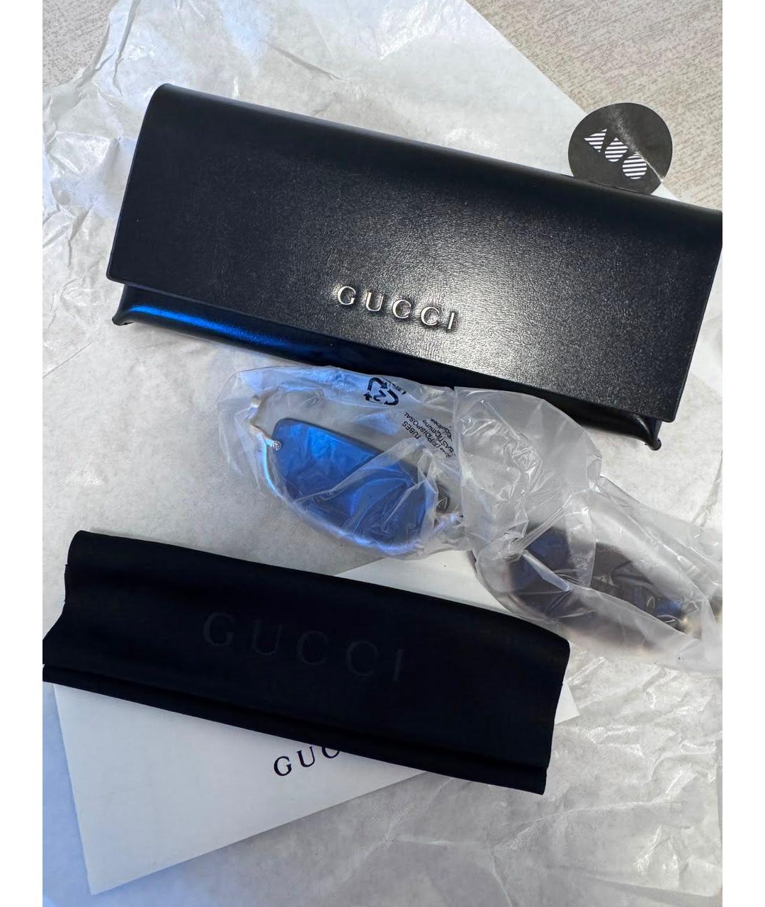 GUCCI Золотые металлические солнцезащитные очки, фото 4