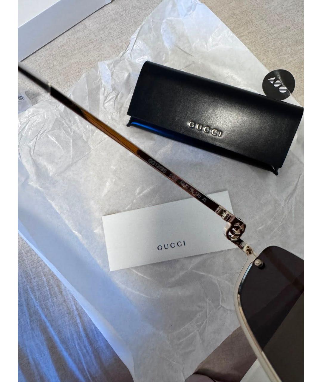 GUCCI Золотые металлические солнцезащитные очки, фото 6