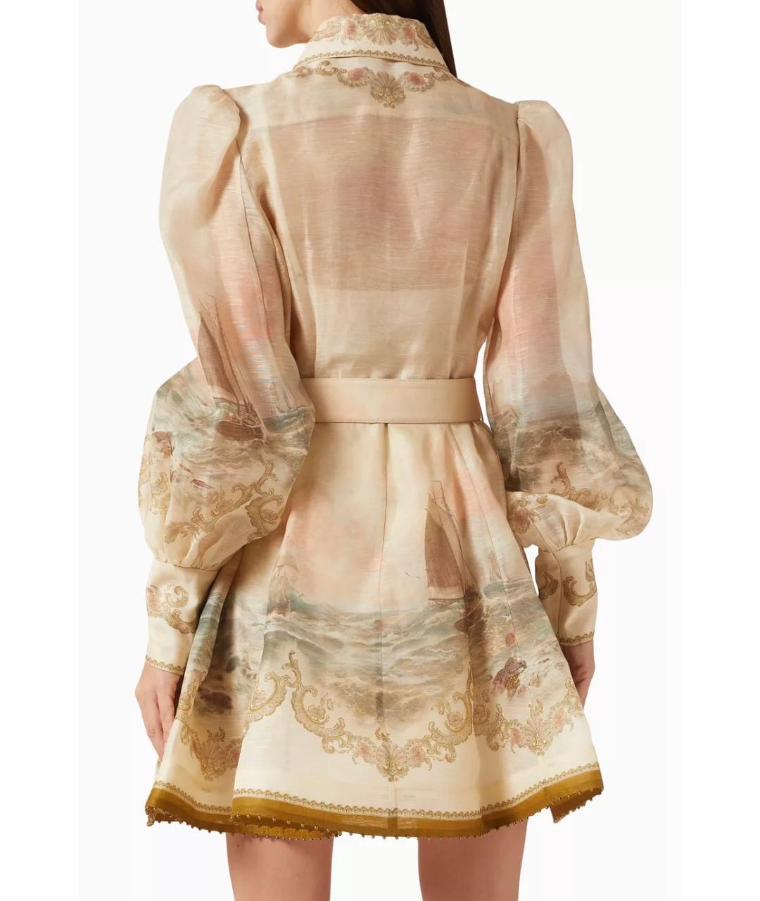 ZIMMERMANN Бежевое льняное коктейльное платье, фото 7