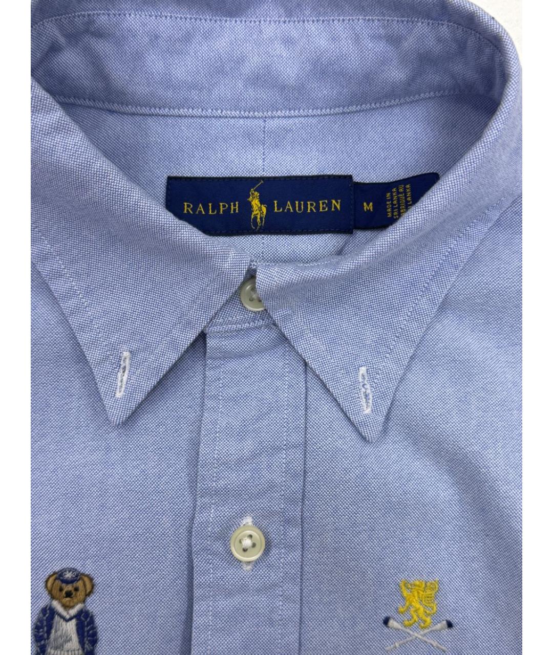 RALPH LAUREN Голубая хлопковая кэжуал рубашка, фото 4
