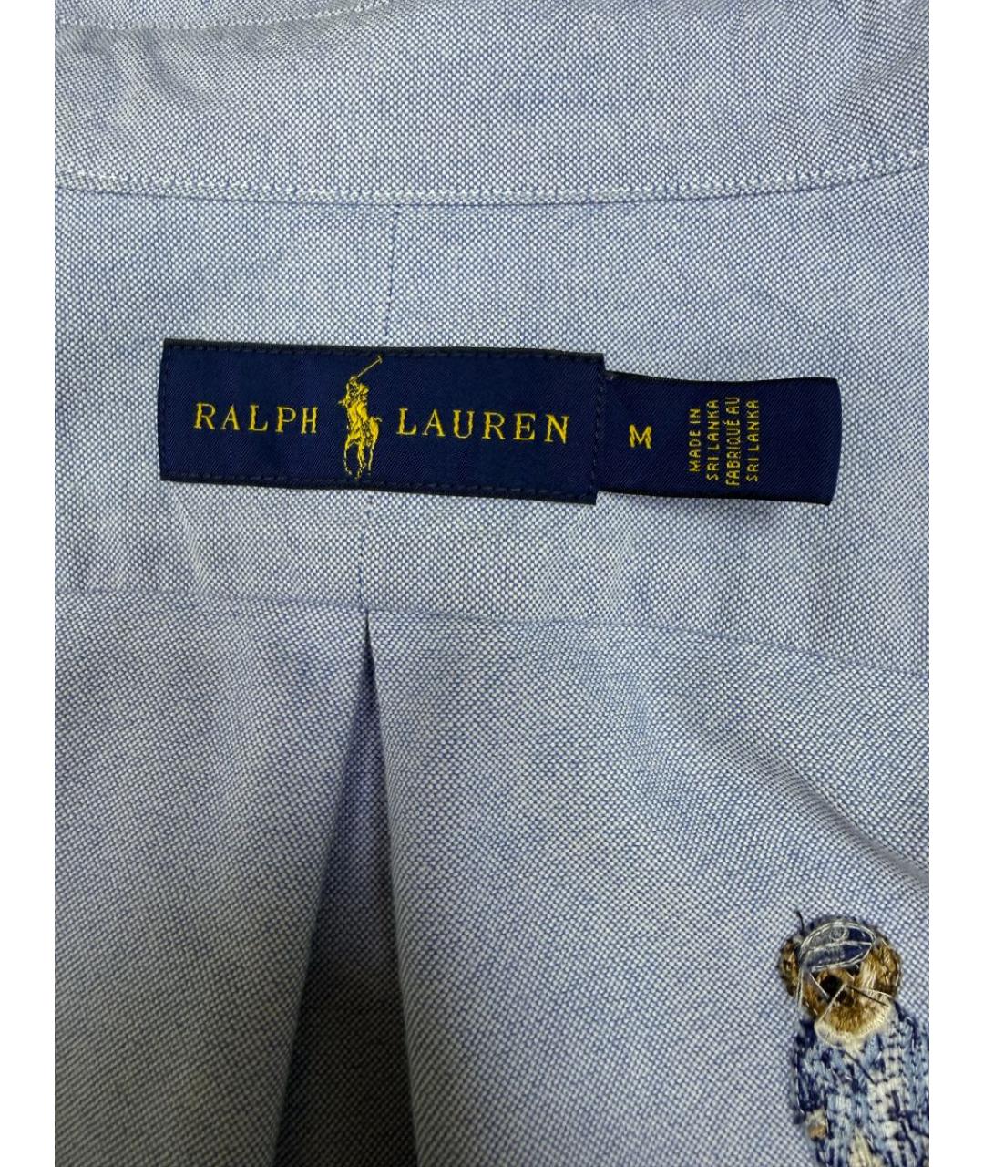 RALPH LAUREN Голубая хлопковая кэжуал рубашка, фото 5