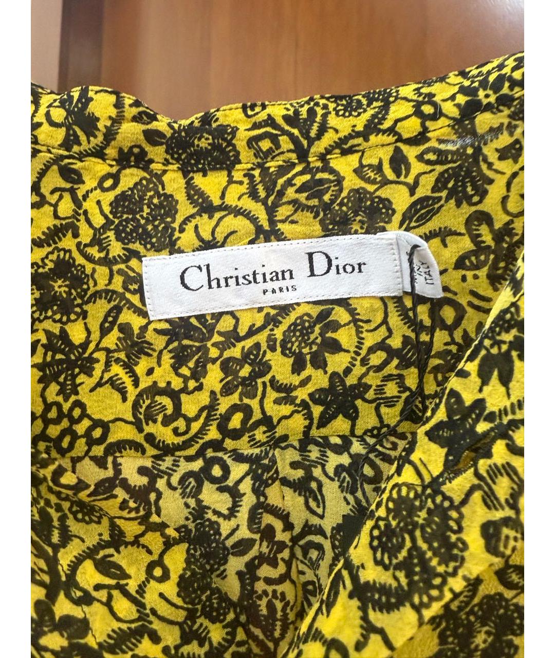 CHRISTIAN DIOR Горчичная шелковая рубашка, фото 3