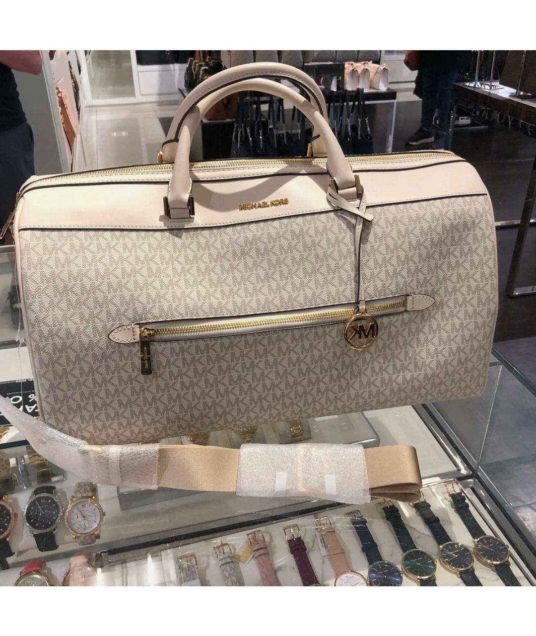 MICHAEL KORS Бежевая дорожная/спортивная сумка из канвы, фото 8