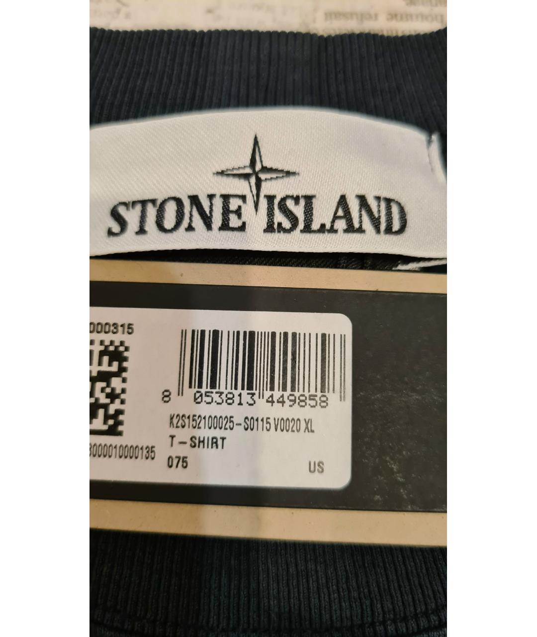 STONE ISLAND Темно-синяя хлопковая футболка, фото 6