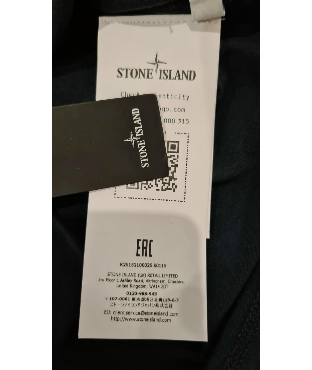 STONE ISLAND Темно-синяя хлопковая футболка, фото 7