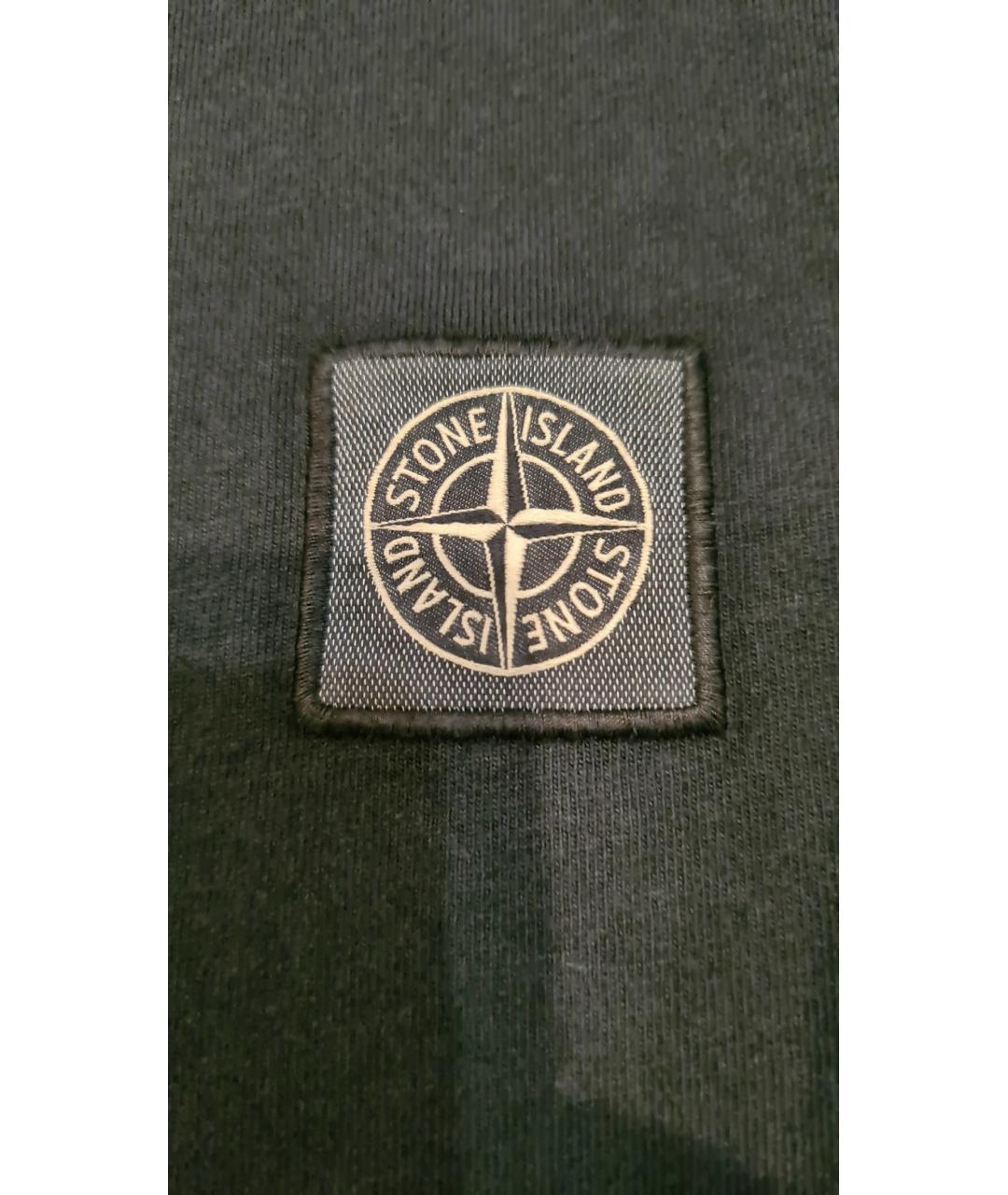 STONE ISLAND Темно-синяя хлопковая футболка, фото 5