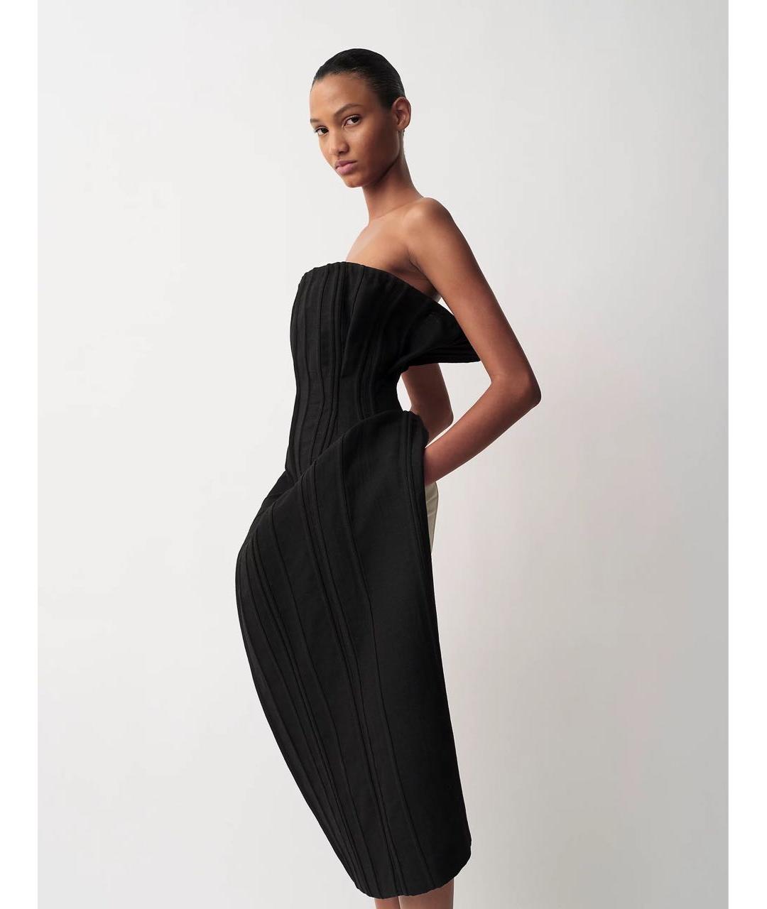 CALVIN KLEIN Черное шерстяное коктейльное платье, фото 4