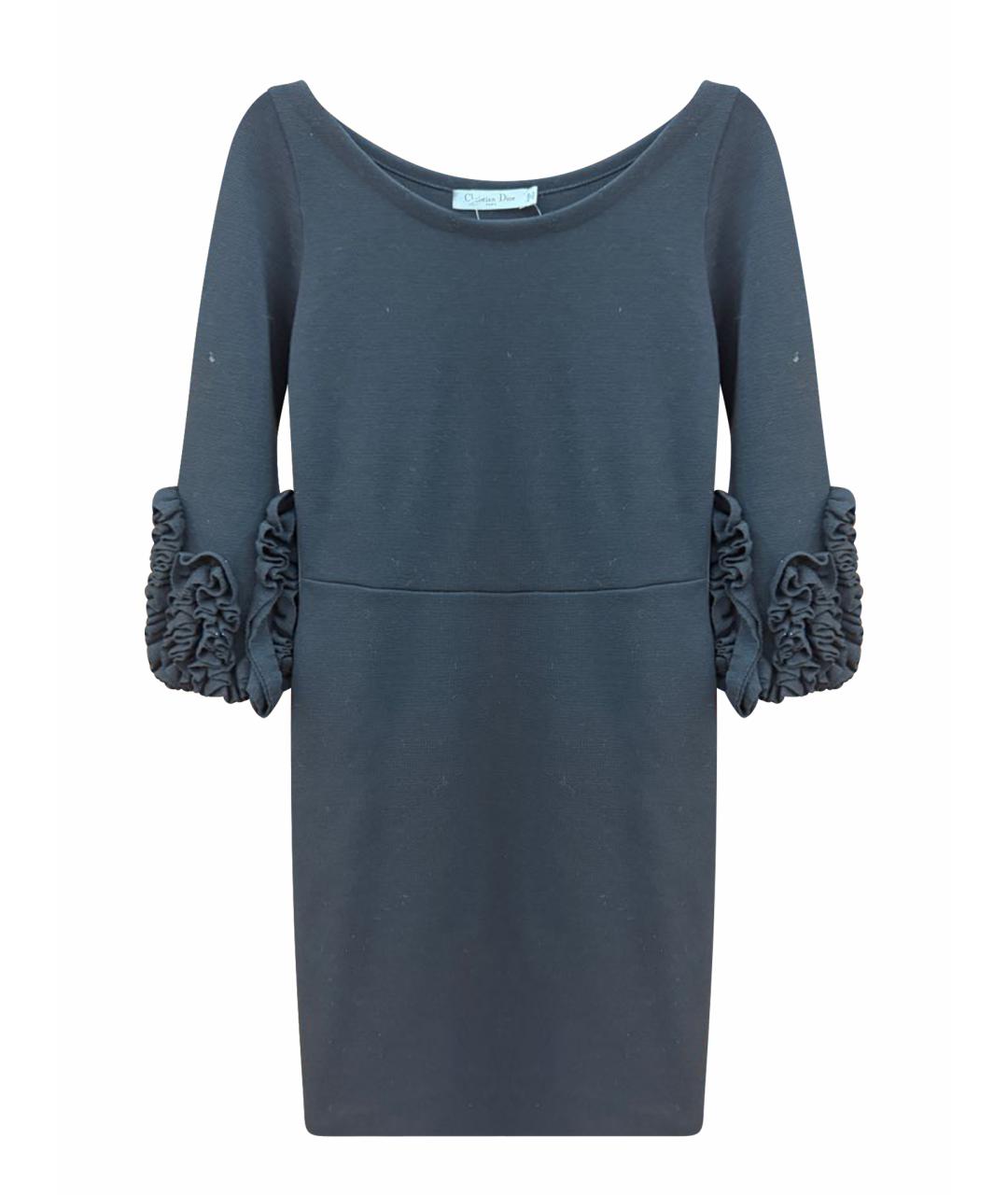 CHRISTIAN DIOR Темно-синее льняное вечернее платье, фото 1