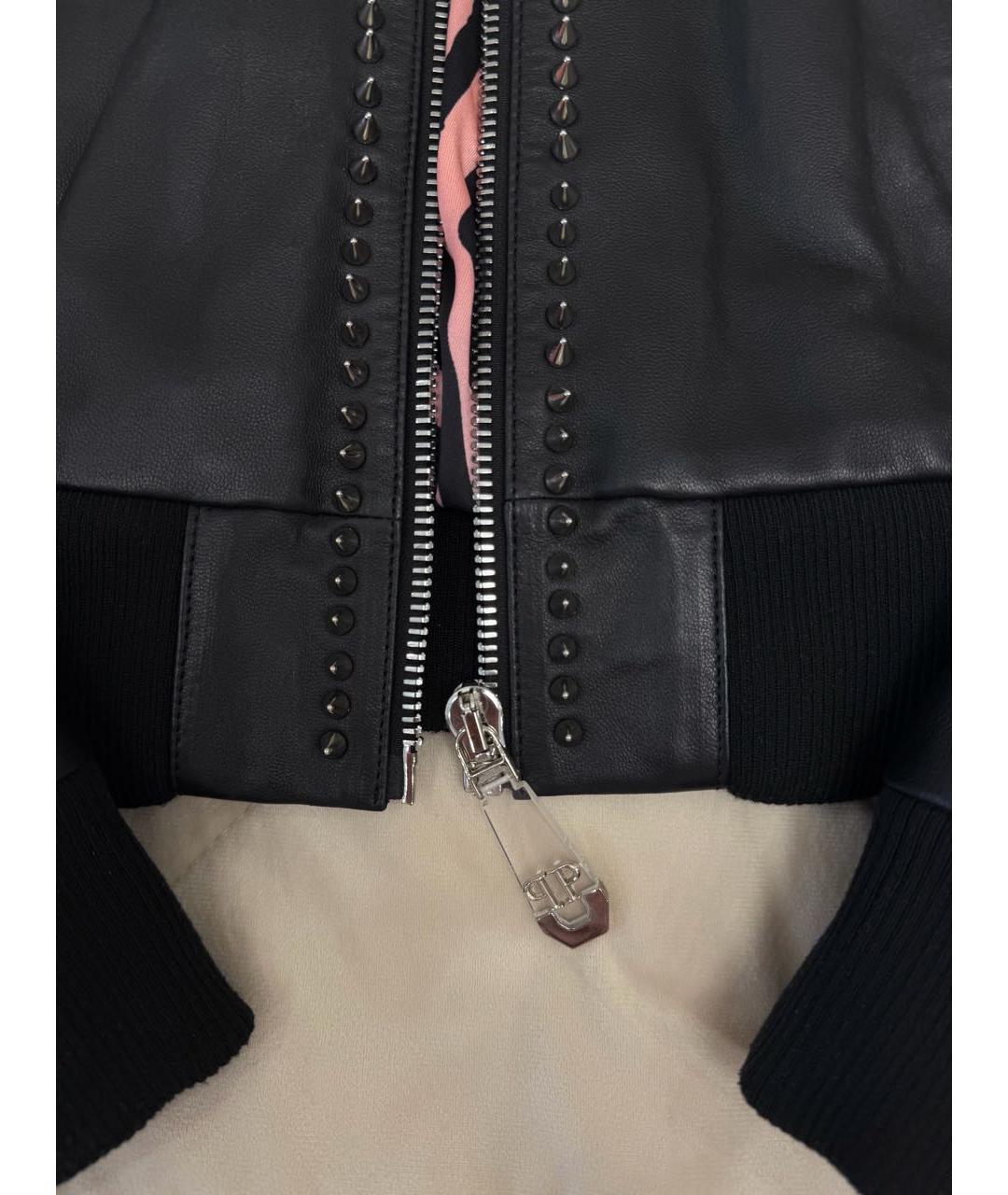 PHILIPP PLEIN Черная кожаная куртка, фото 2