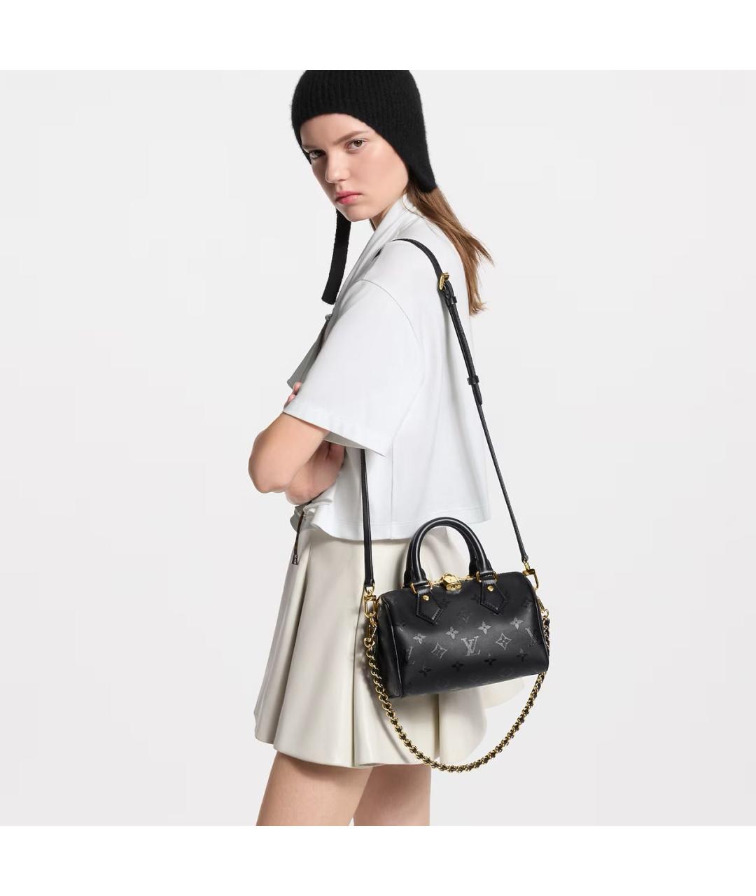 LOUIS VUITTON Черная кожаная сумка через плечо, фото 3