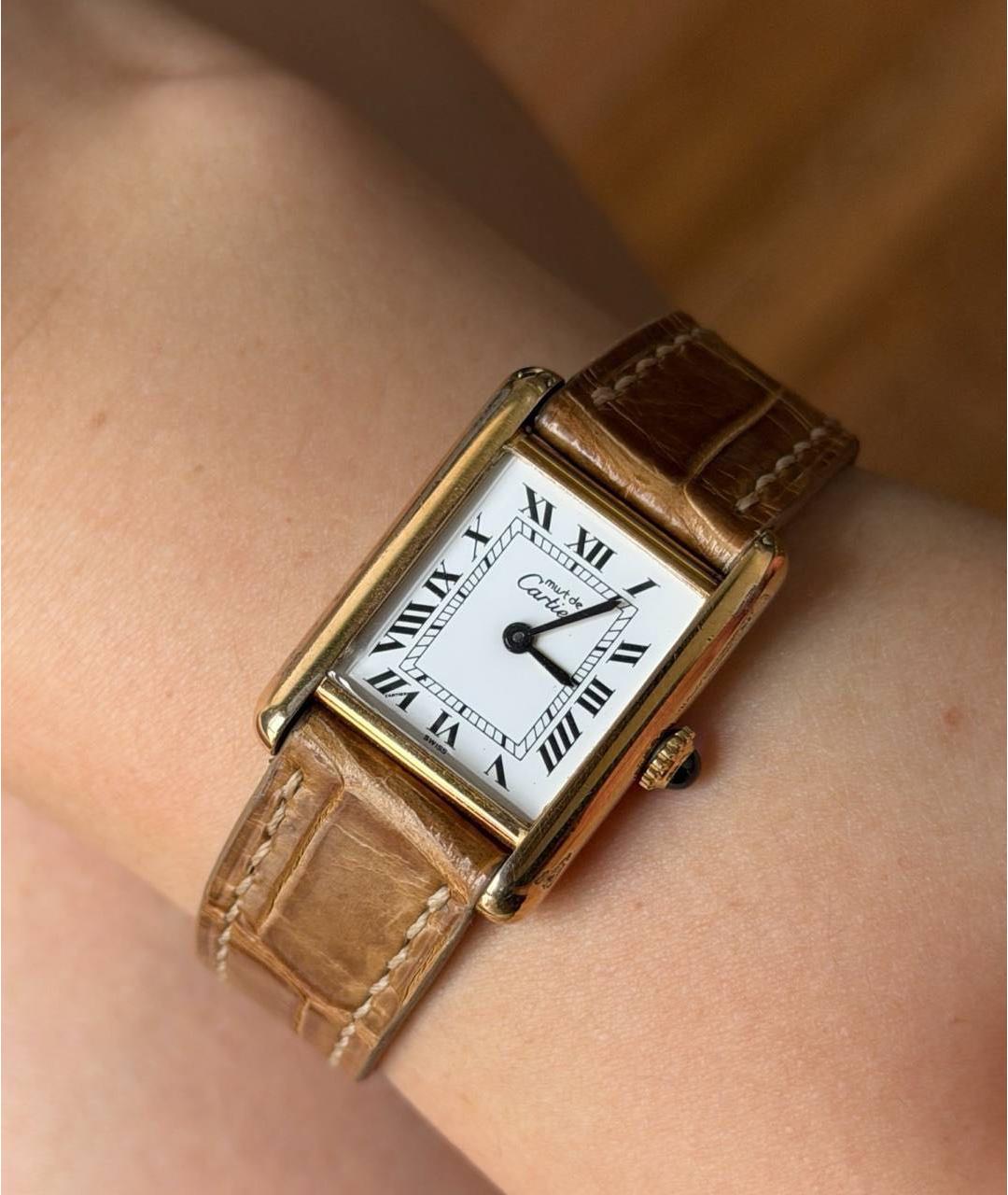 CARTIER Золотые серебряные часы, фото 2