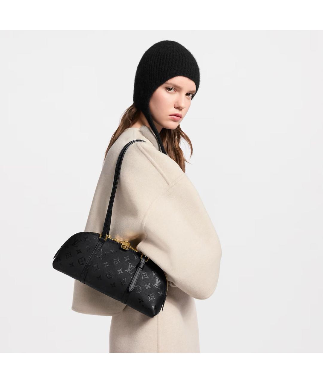 LOUIS VUITTON Черная кожаная сумка через плечо, фото 2
