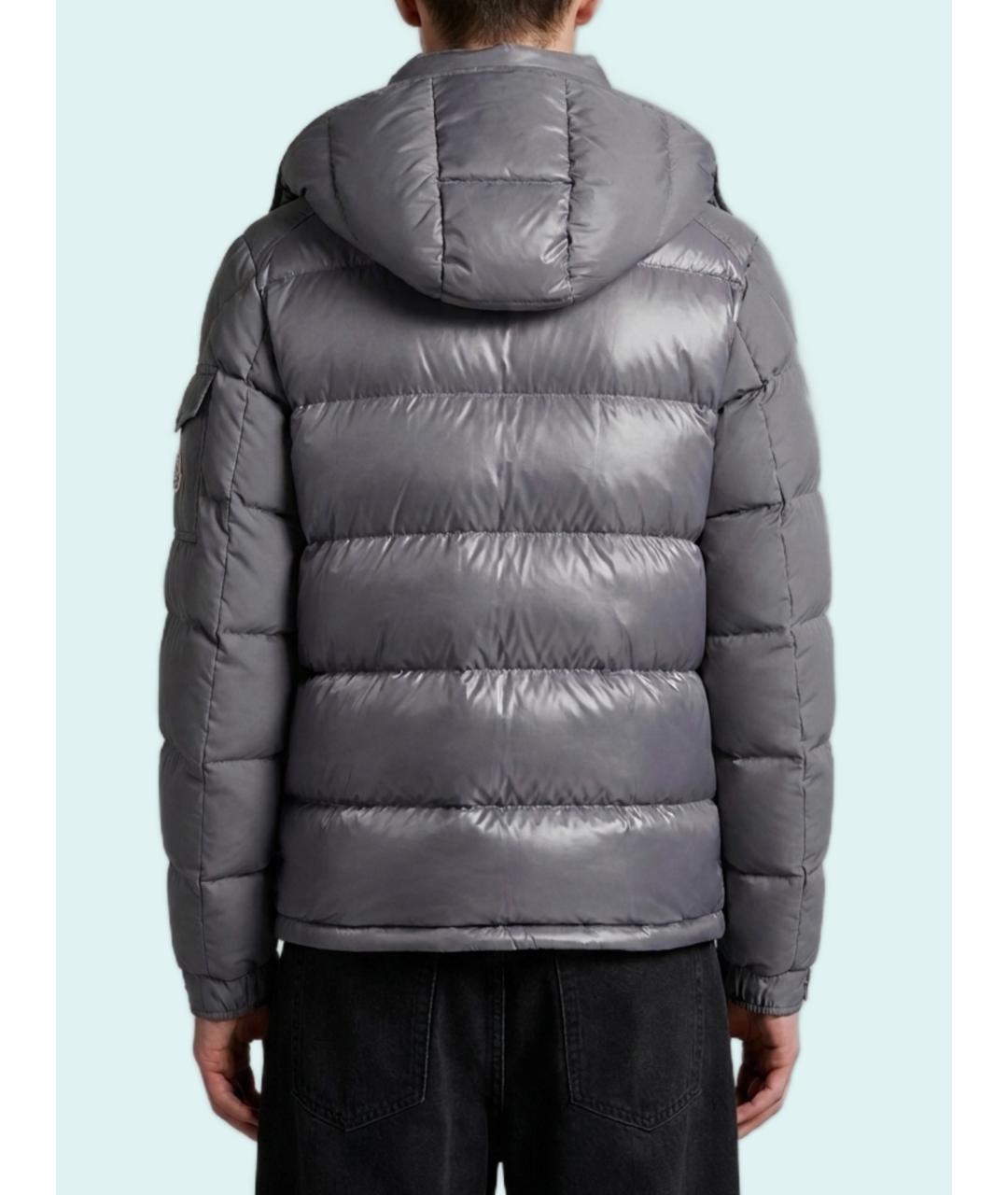 MONCLER Серый полиэстеровый пуховик, фото 2