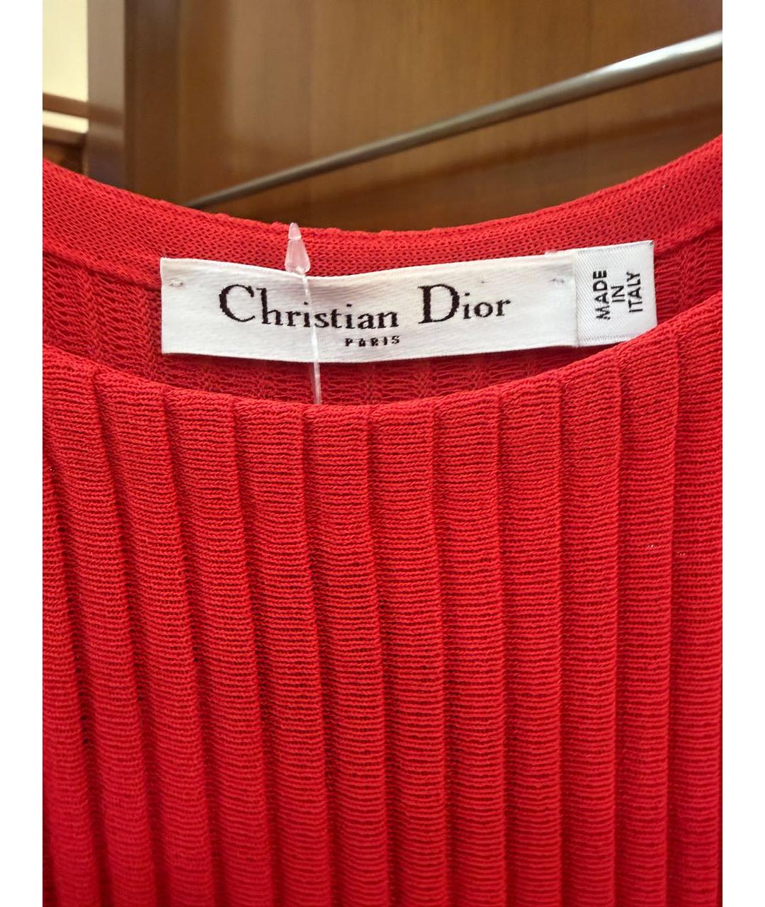 CHRISTIAN DIOR Красное вискозное повседневное платье, фото 3