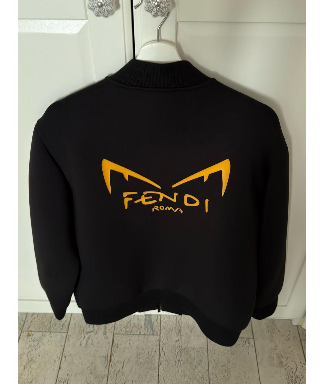 FENDI Черная полиэстеровая куртка, фото 2