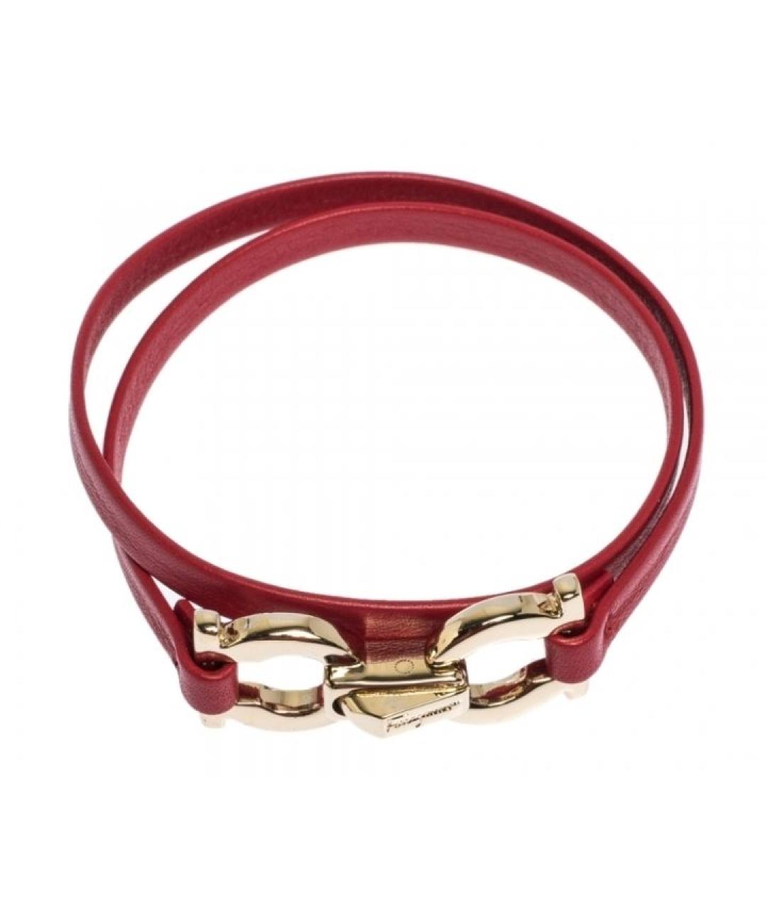FERRAGAMO Красный кожаный браслет, фото 3