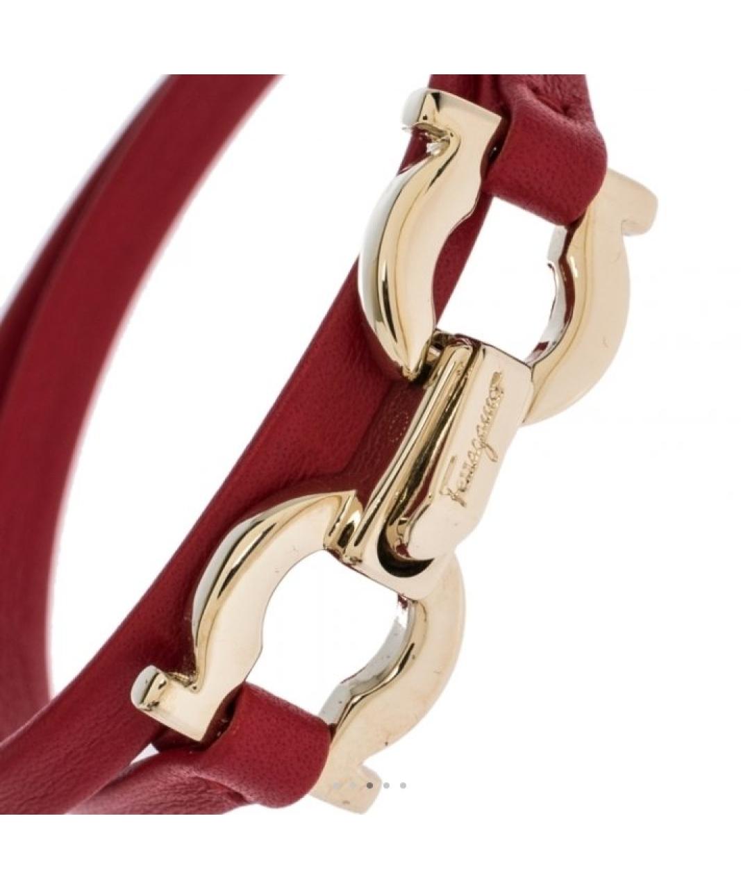 FERRAGAMO Красный кожаный браслет, фото 4