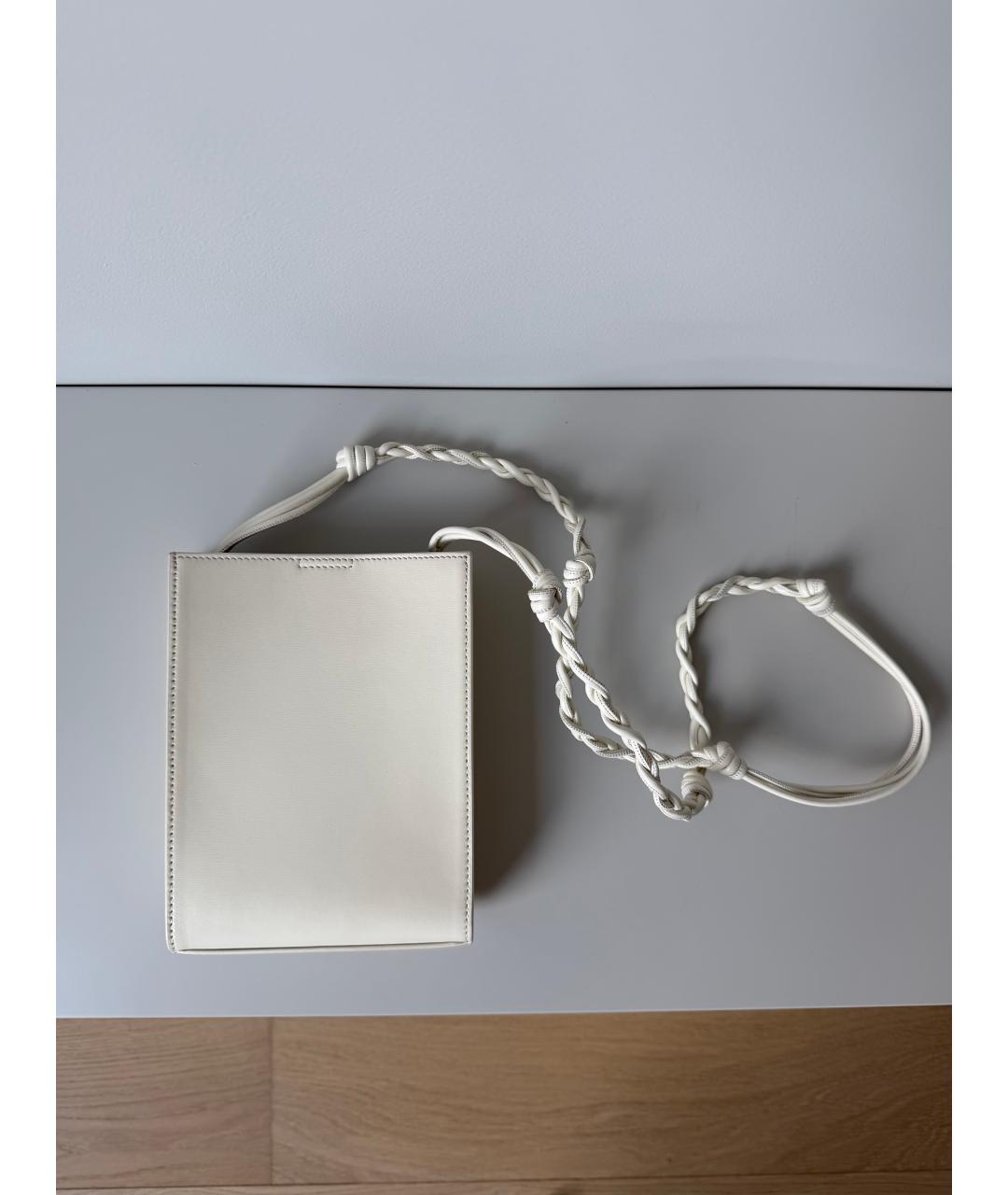 JIL SANDER Белая кожаная сумка через плечо, фото 3