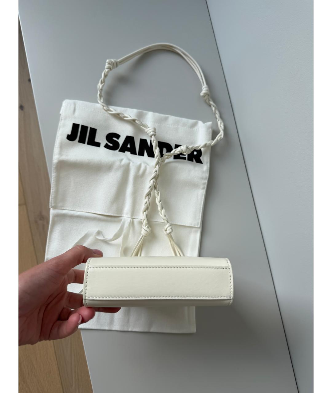 JIL SANDER Белая кожаная сумка через плечо, фото 8