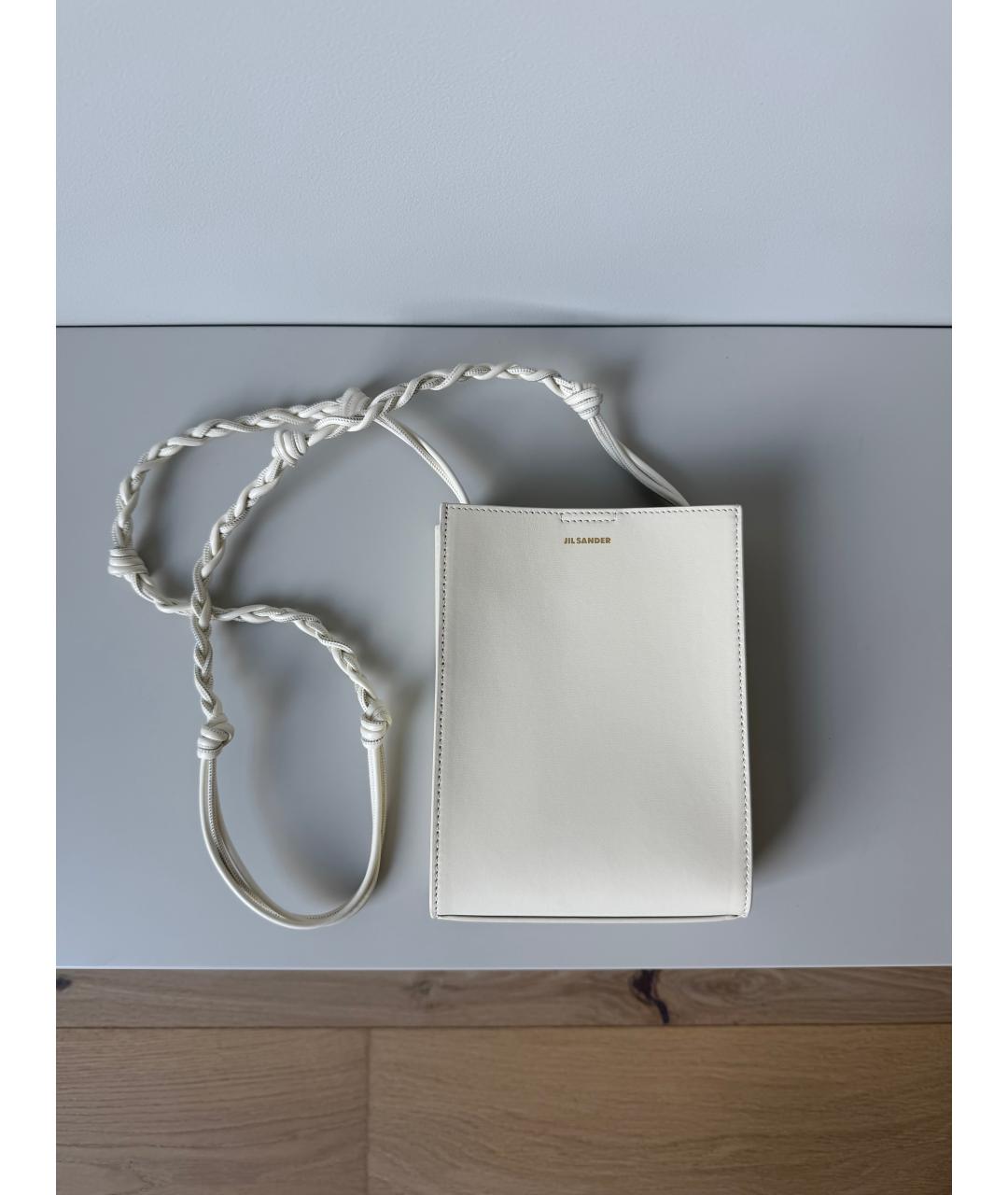 JIL SANDER Белая кожаная сумка через плечо, фото 10
