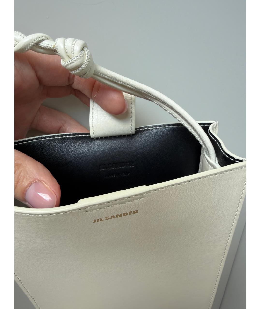 JIL SANDER Белая кожаная сумка через плечо, фото 5