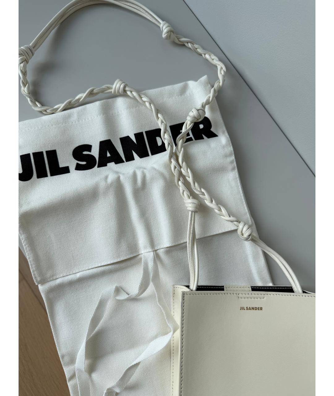 JIL SANDER Белая кожаная сумка через плечо, фото 7
