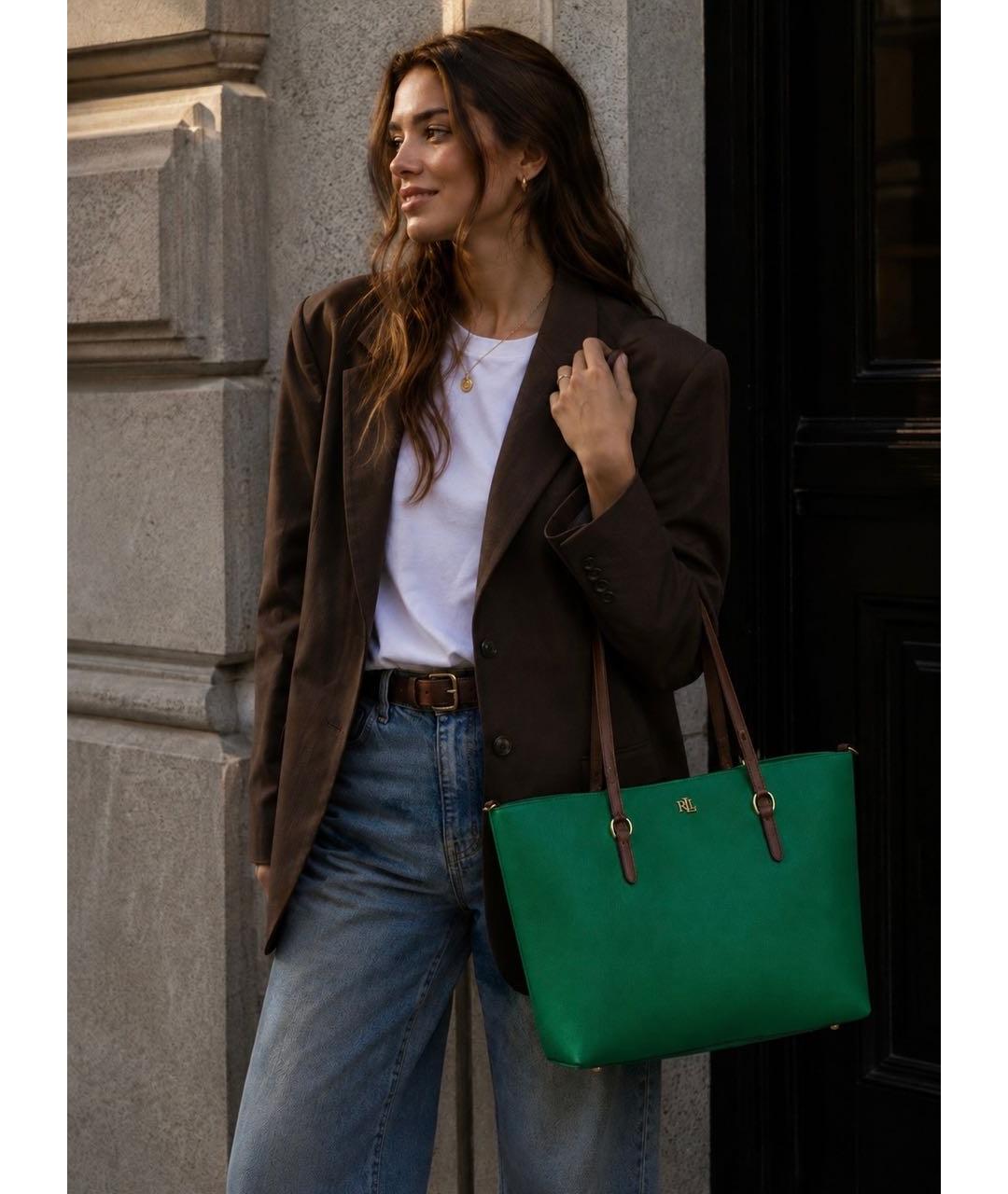 RALPH LAUREN Зеленая сумка тоут, фото 4