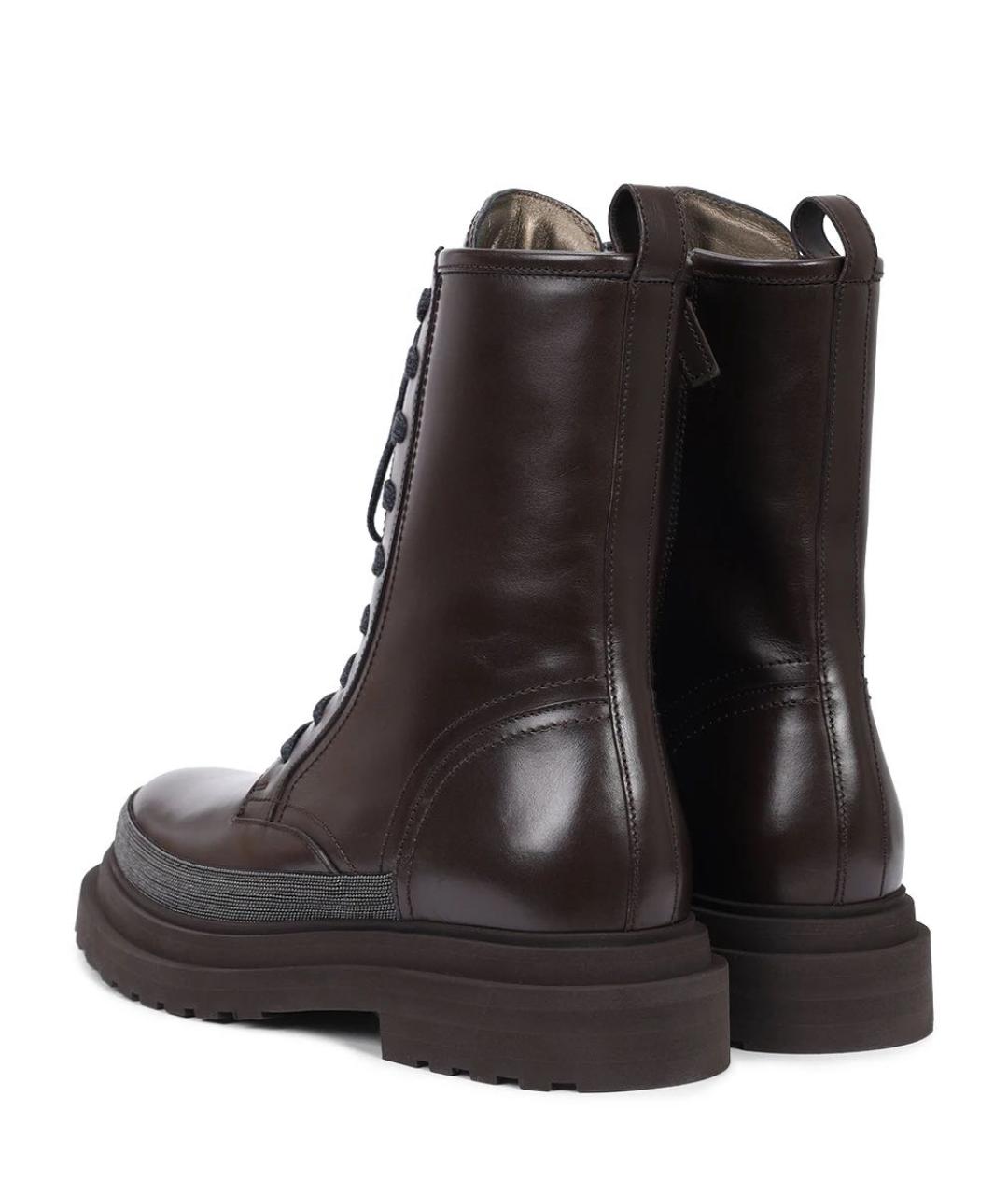 BRUNELLO CUCINELLI Коричневые кожаные ботинки, фото 4