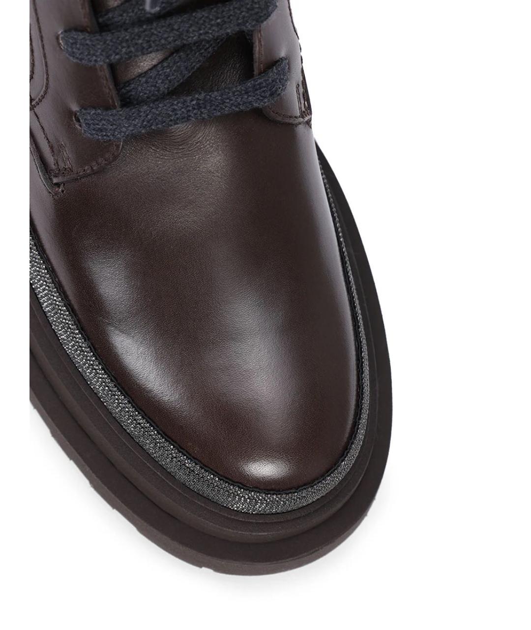 BRUNELLO CUCINELLI Коричневые кожаные ботинки, фото 5