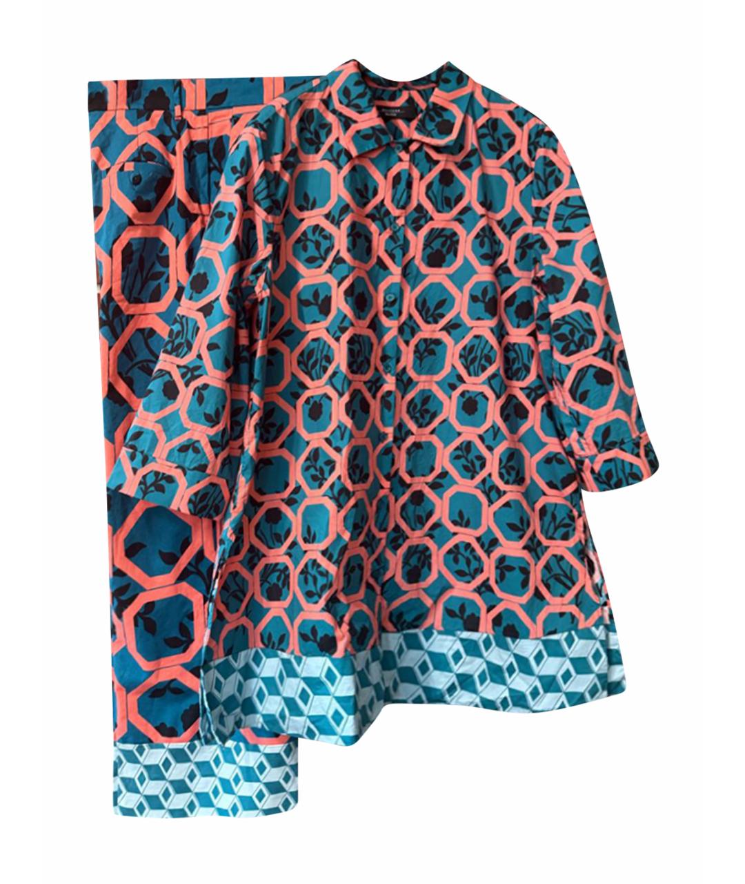WEEKEND MAX MARA Бирюзовый хлопковый костюм с брюками, фото 1