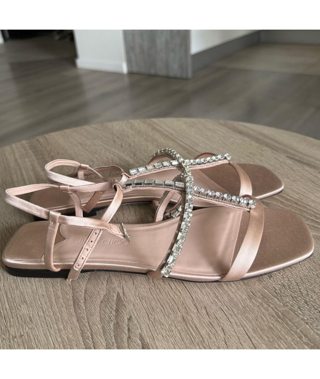 JIMMY CHOO Розовые текстильные сандалии, фото 7