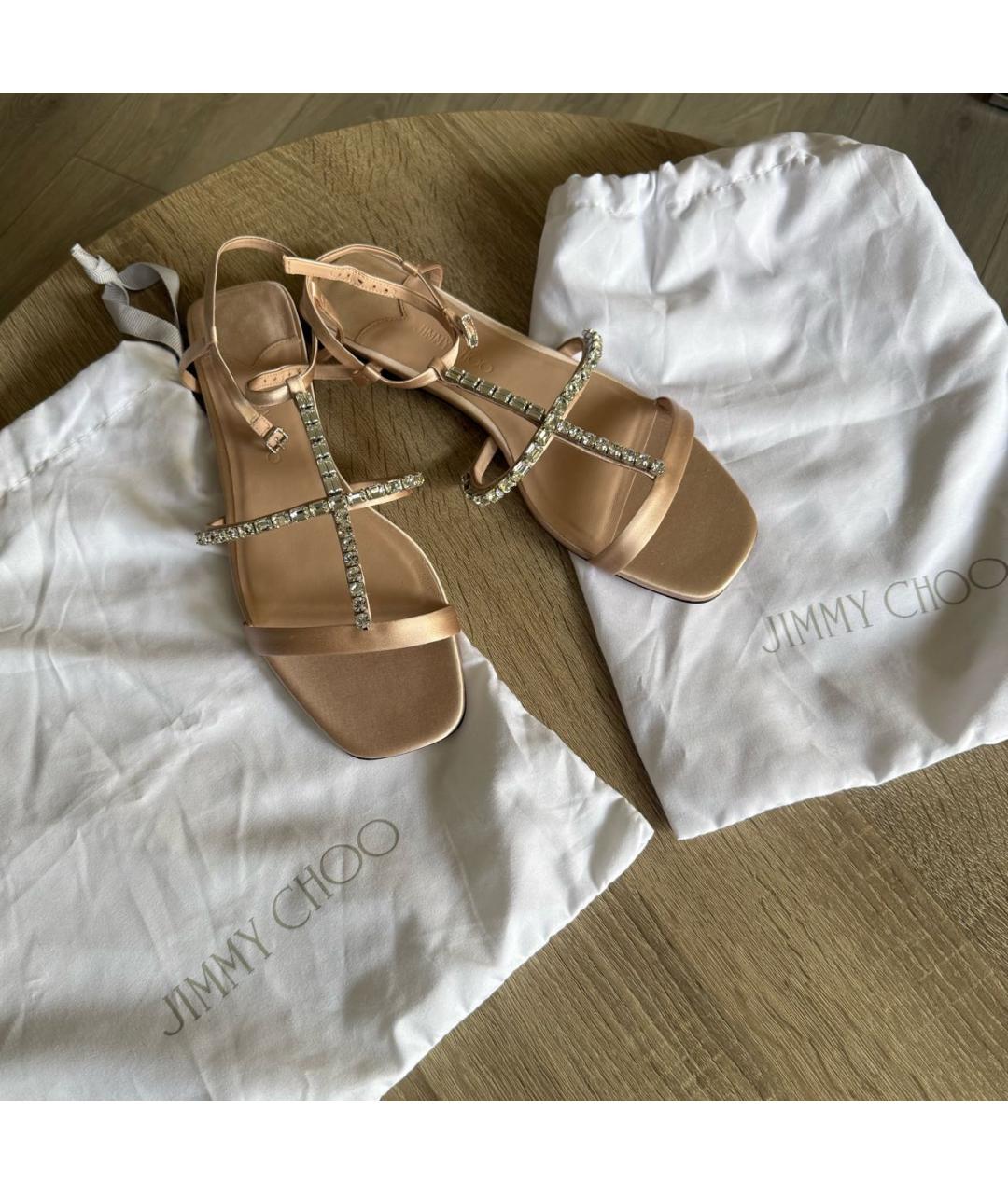 JIMMY CHOO Розовые текстильные сандалии, фото 6
