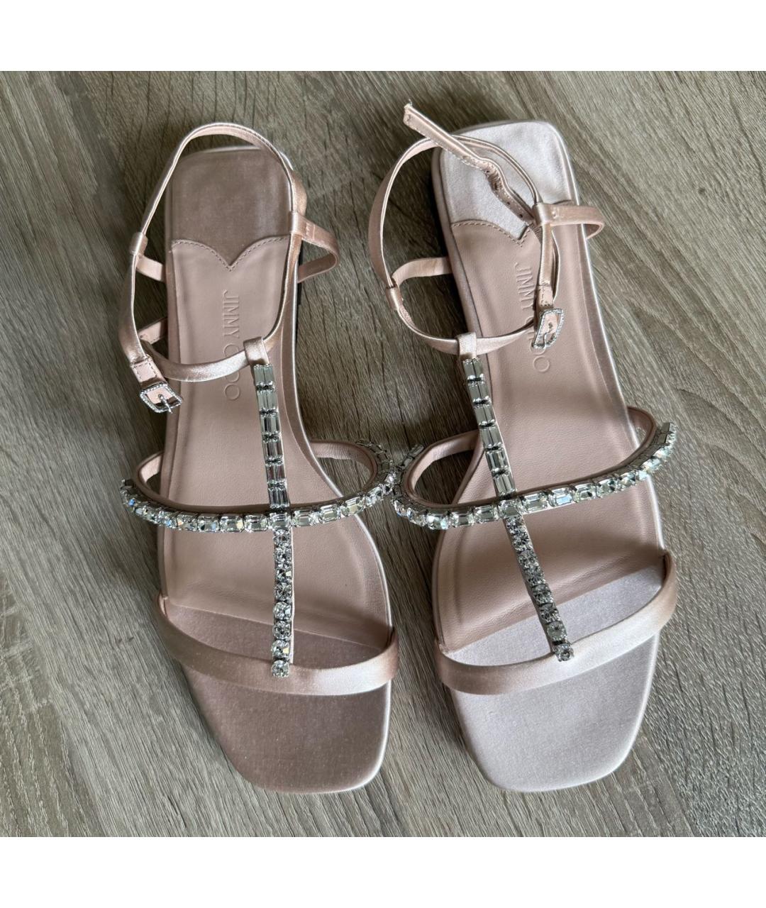 JIMMY CHOO Розовые текстильные сандалии, фото 3